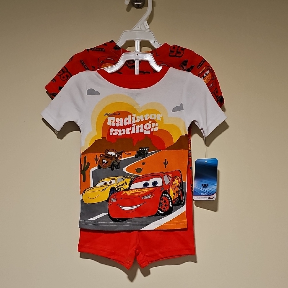 Disney Pixar Cars Radiator Springs PJ Sets- Red&White. 2T. Nwt. 2 Tops&2 Shorts.